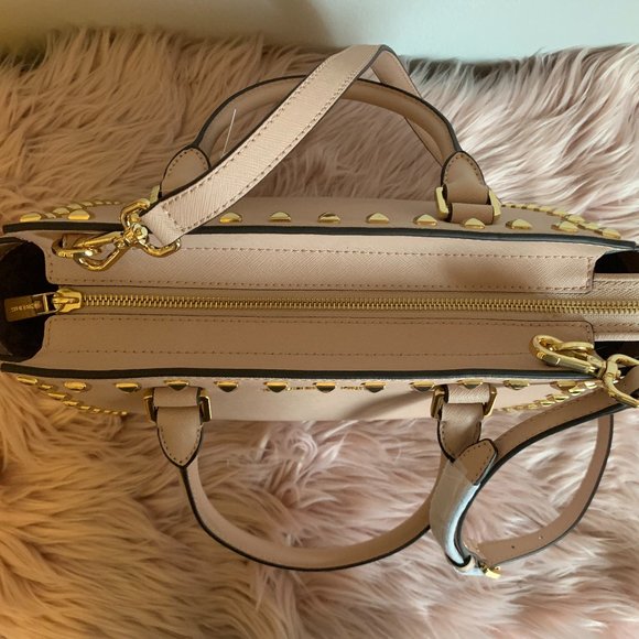 NWT! MICHAEL KORS MK SELMA STUDDED MEDIUM SATCHEL SHOULDER BAG W DUST BAG - Picture 7 of 15